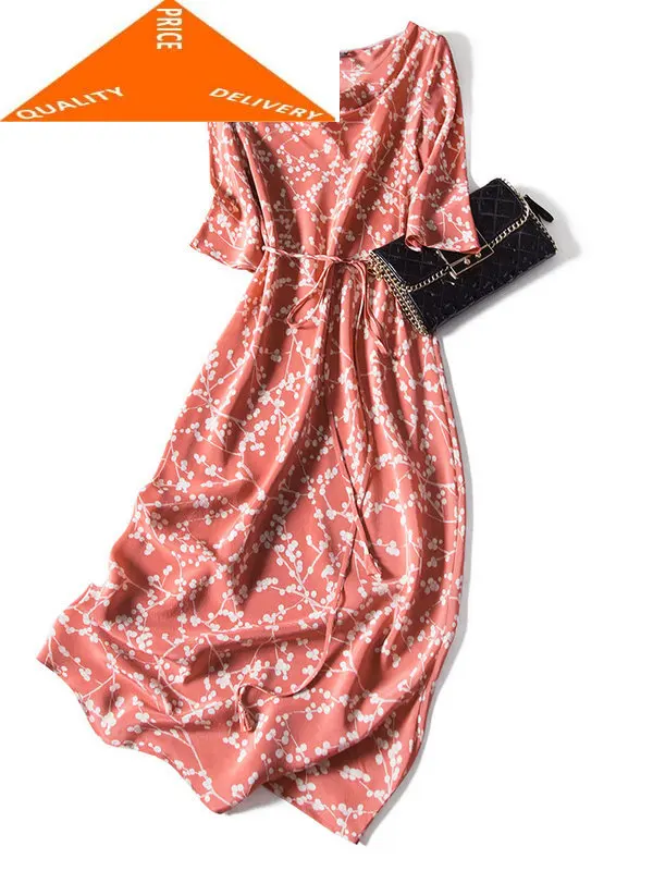 Женское летнее винтажное платье из 100% натурального шелка элегантные длинные