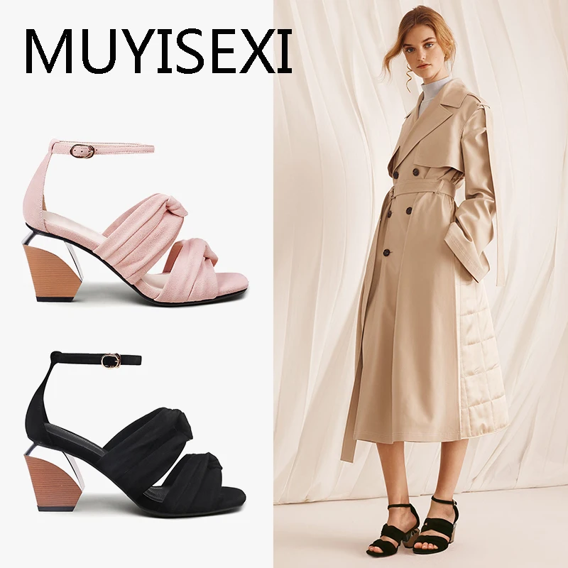 Сандалии гладиаторы женские на высоком каблуке розовые замшевые босоножки с