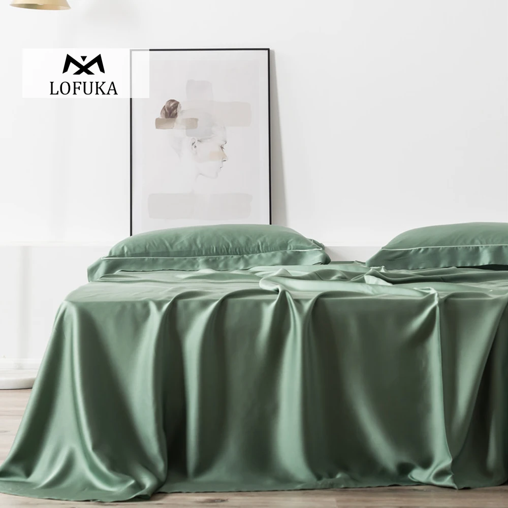 Lofuka Роскошная зеленая 100% шелковая простыня из натурального шелка красота