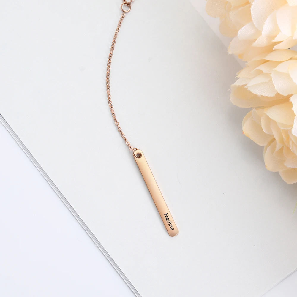Персонализированное Y образное ожерелье с вертикальным стержнем женское колье