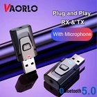 Приемник и передатчик VAORLO 5,0 с микрофоном, Bluetooth-аудиоприемник для наушников, ТВ 3,5, AUX-разъем, стерео музыкальный адаптер
