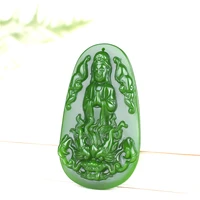 natural green jade dragon guanyin pendant necklace chinese hand carved charm jewelry fashion accessories amulet for men women