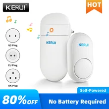 KERUI M518 Wireless Doorbell Self Power Generation 52 Songs Smart Home Security Welcome Chimes Door Bell LED Light Mini Button