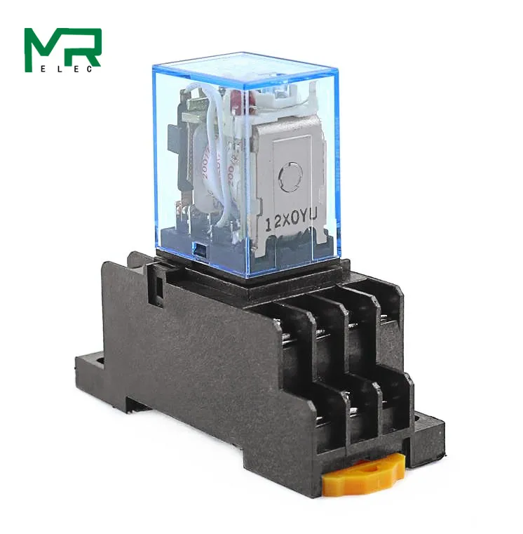 10 шт. MY4NJ DC12V AC12V DC24V AC24V катушка 5A 4NO 4NC светодиодный индикатор реле питания din-рейка 14 Pin Реле времени с цоколем