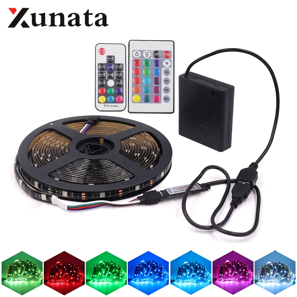 Водонепроницаемая светодиодная лента 5050 RGB на батарейках 5 в постоянного тока 1 м 2