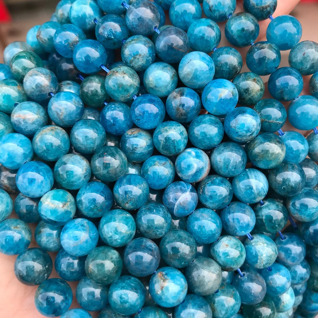 Natural Apatite 4-12mm round Gemstone beads for 925 sterling silver Jewelry Making Necklace Bracelet 15inch ICNWAY