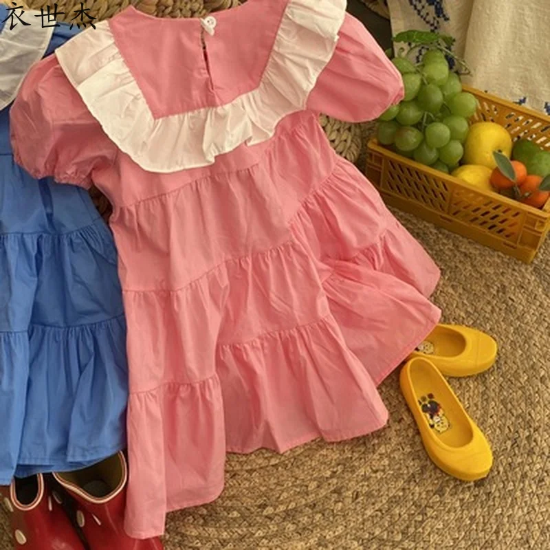 

2021 summer new product Korean cotton lace fashion cute short-sleeved girls princess dress