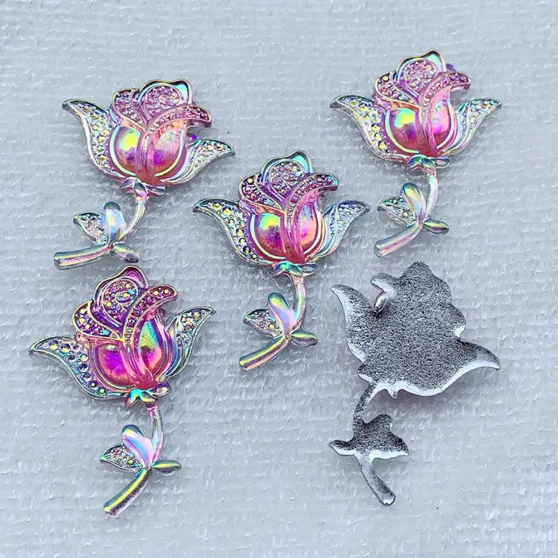 8pcs 34*45mm Flat Back Resins Cabochon Scrapbook 3D Resin Rose Flower Embellishment DIY -B744.17 | Дом и сад