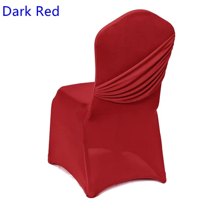 

Dark Red Colour Wedding Lycra Chair Covers One Cross Cover Chair Spandex Pleated Luxury Wedding Party Decoration On Sale