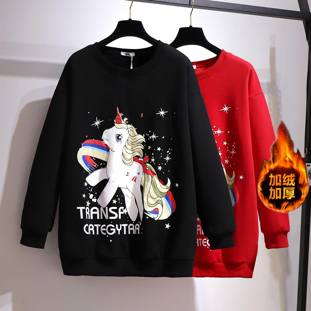 

Xl-5xl размера плюс большой и Зимний новый 200 кг плюшевый утепленный свитер с принтом