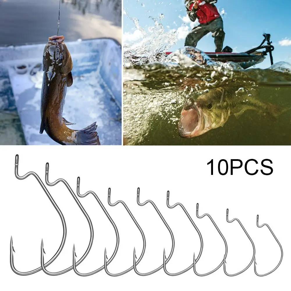 

10pcs Outdoor Softjerk Hign Carbon Steel Anzuelos Wide Crank Fishhooks Fishing Tackle Fishing Hook Worm Hook