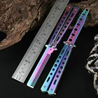 Складная расческа из нержавеющей стали, тренировочный нож-бабочка, расческа для бороды, усов, инструменты для укладки