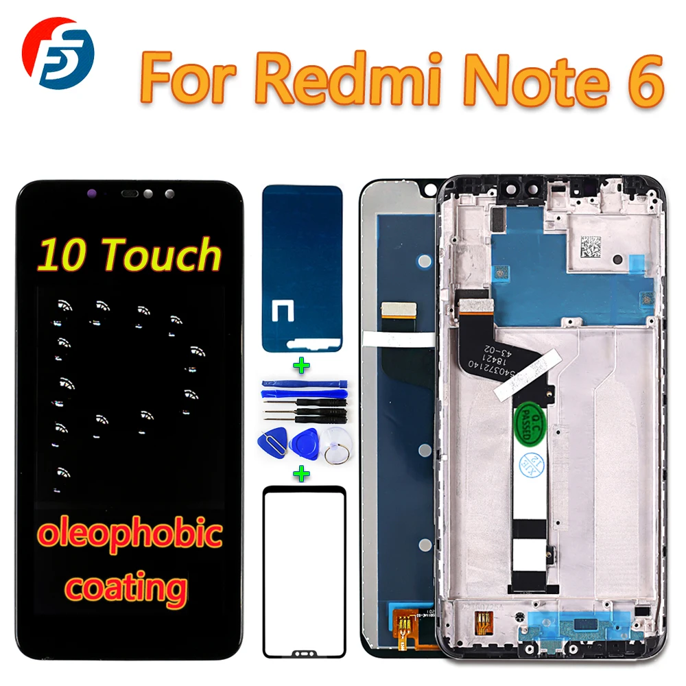 ЖК дисплей Fansu для Xiaomi Redmi NOTE 6 Pro дигитайзер сенсорного экрана в сборе 10 точек