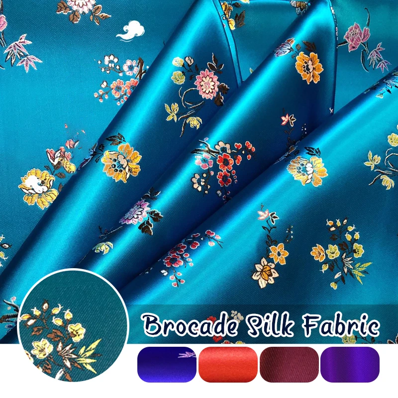 

90*100cm Chinese Style Imitation Silk Satin Fabric For Cheongsam Kimono Tang Suit Cushion Patchwork Needlework Material