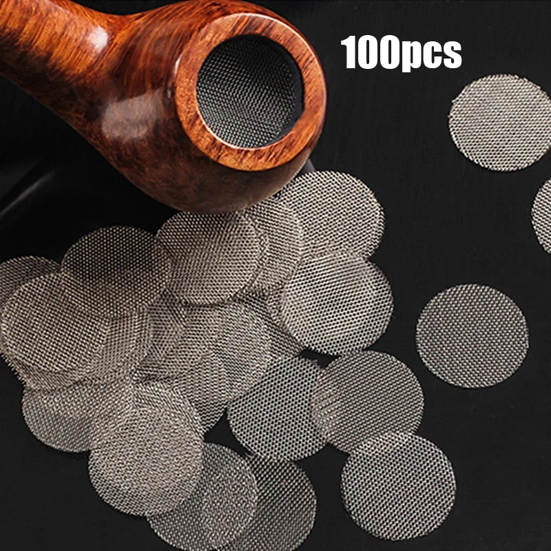 

100Pcs Stainless Steel Tobacco Pipe Filter Net Smoking Metal Filters Thickened Hookah Water Pipe Screen Net 5/8/16/20mm