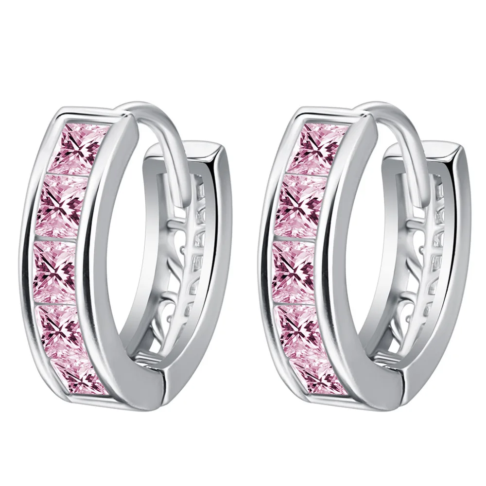 Pink Маленькие серьги-кольца Cxwind, покрытые золотом, прозрачные круглые серьги-кольца с кубическим цирконием для женщин, сексуальные серьги, хирургические ювелирные изделия - Окраска металла: Pink