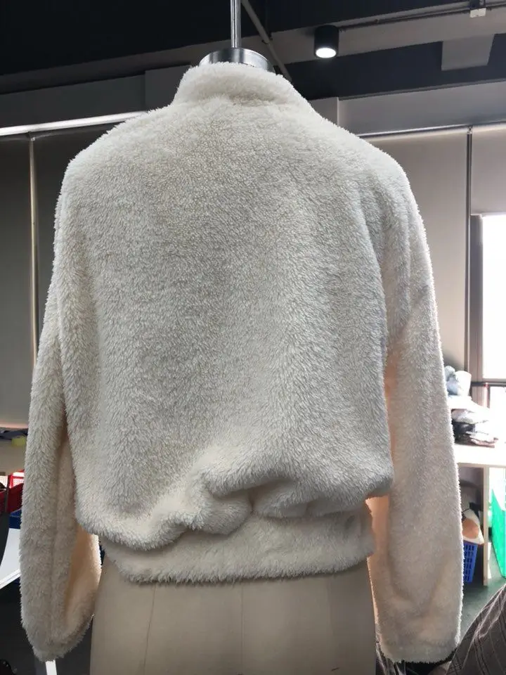 ZAFUL пушистая плюшевая куртка на молнии с заниженным плечом женские зимние теплые