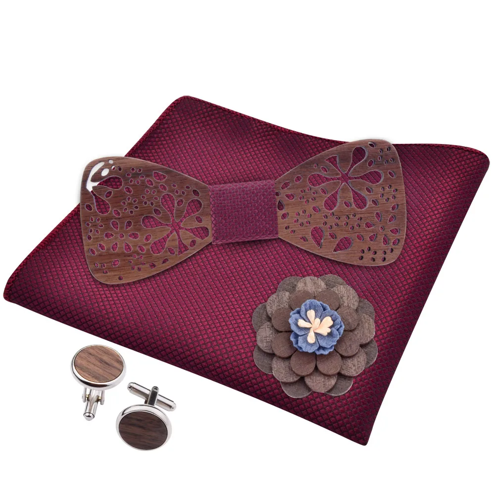 Рождественский набор из деревянного галстука-бабочки красного цвета в синюю