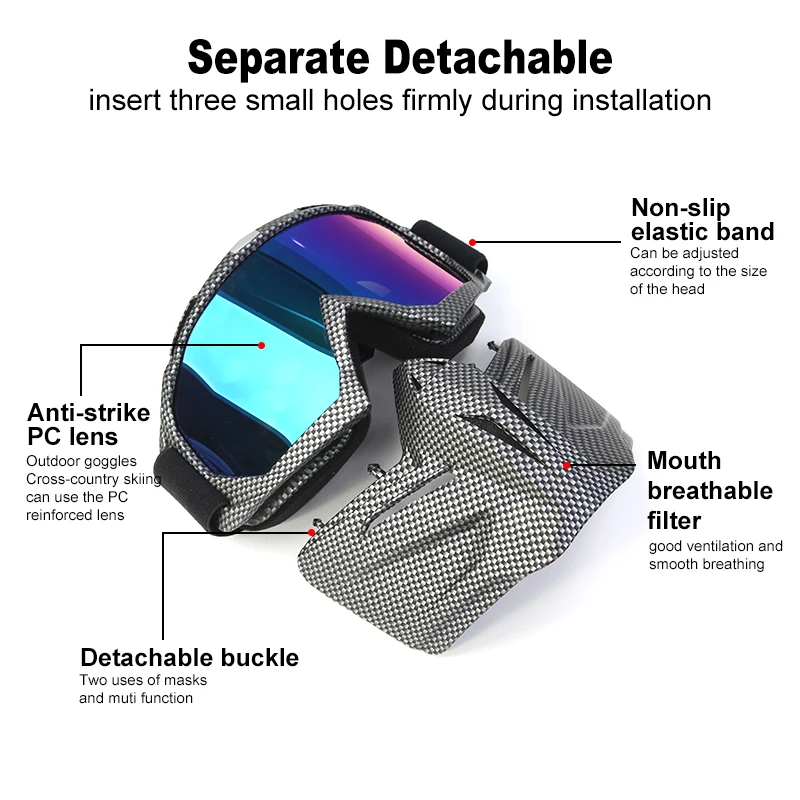 Mosodo винтажная дизайнерская модульная маска для шлема съемные очки мотокросса