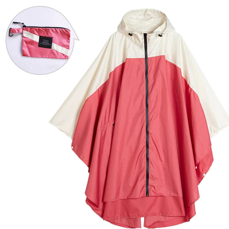 

Pink Poncho Raincoat Women's Fashion Reusable Rain Coats Waterproof Rain Poncho Cloak with Hood for Hiking Climbing Touring