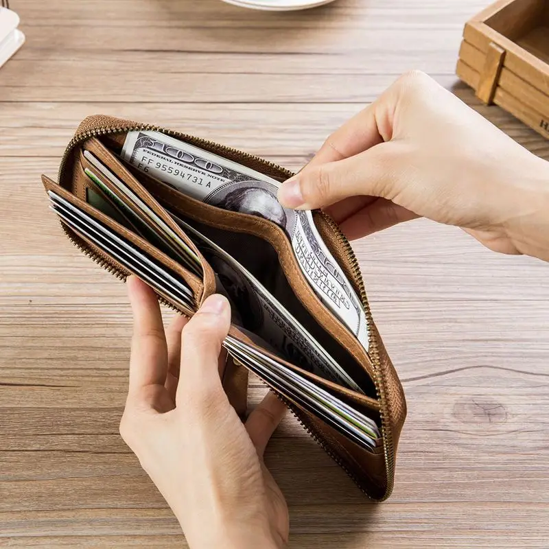 Мужские кошельки BULLCAPTAIN из натуральной кожи для отдыха визитницы на молнии