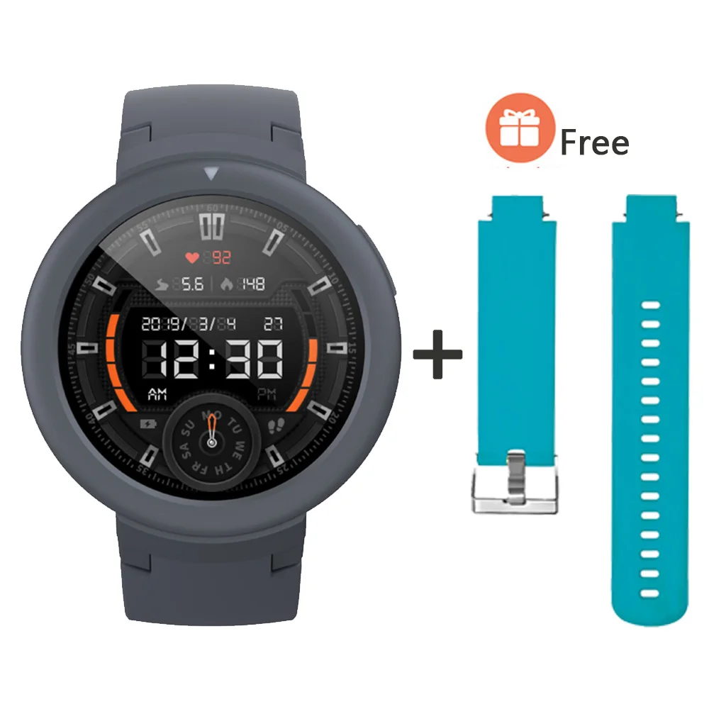 Gray add Light blue Глобальная версия Huami AMAZFIT Verge Lite Смарт-часы мужские wo мужские gps+ ГЛОНАСС IP68 Водонепроницаемые мульти-спортивные Смарт-часы трекер здоровья - Цвет: Gray add Light blue