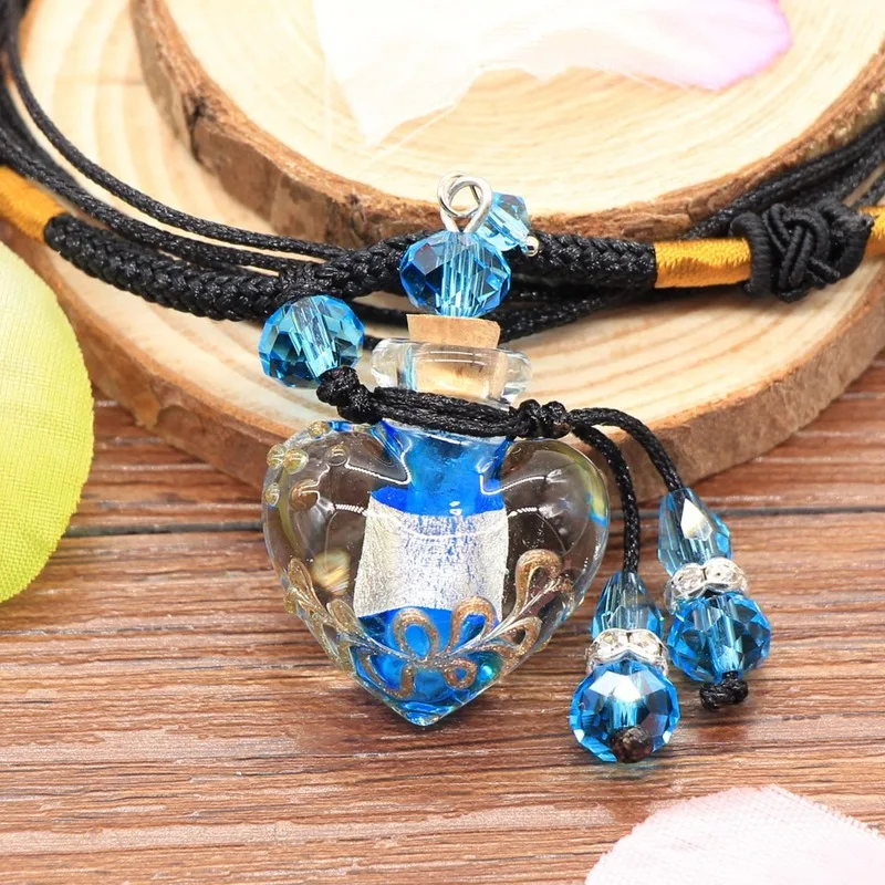 

Mini Empty Essential Oil Bottle Pendant Necklace Colorful Cosmetics Container Accessory Necklace Handmade Glass Perfume Bottle