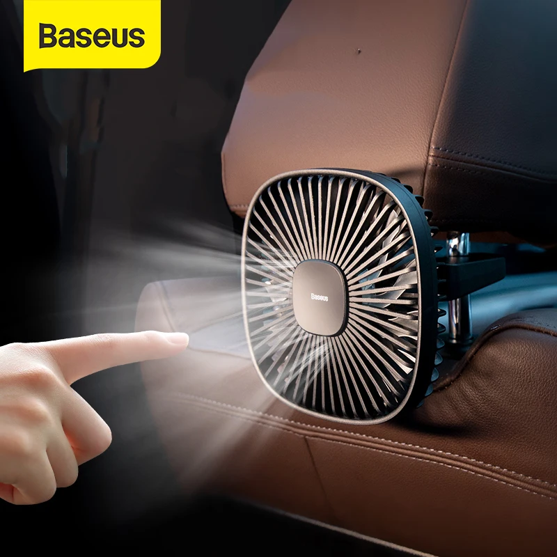 

Baseus Car Fans Mute Air Cooler Fan 12V Air Conditioner 360 Degree Rotation Cooling Fan for Car Back Seat with 1.5 Cable USB Fan