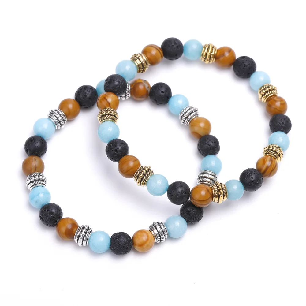 Браслет с бусинами из черного лавового камня Ювелирное Украшение сделай сам