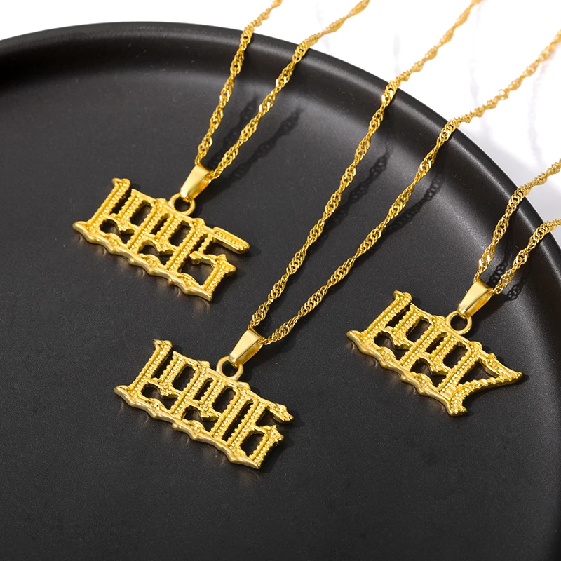 Ожерелье с подвеской в виде цифр на год рождения английском|Ожерелья подвеской| |