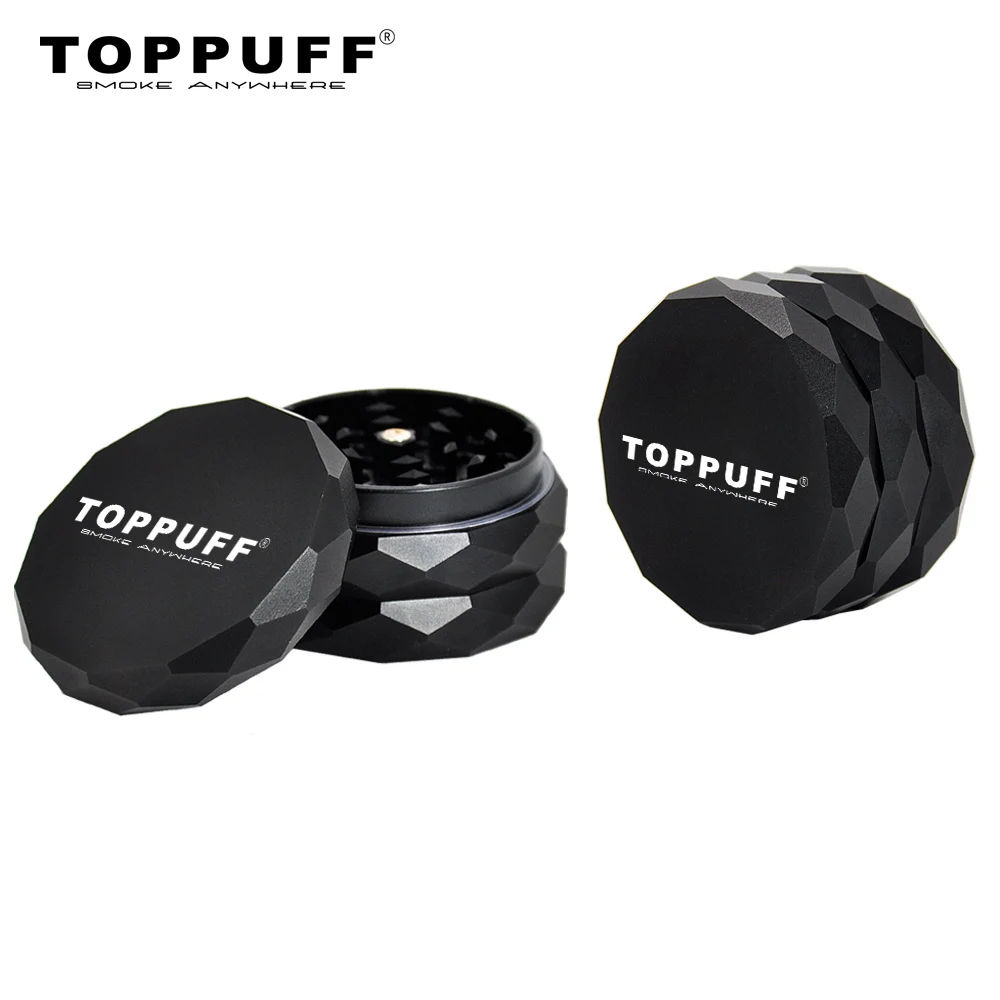 

TOPPUFF Herb Grinder Diamond Aircraft Aluminum With CNC Teeth 63MM 4 Piece Metal Tobacco Herbal Grinders Accessories
