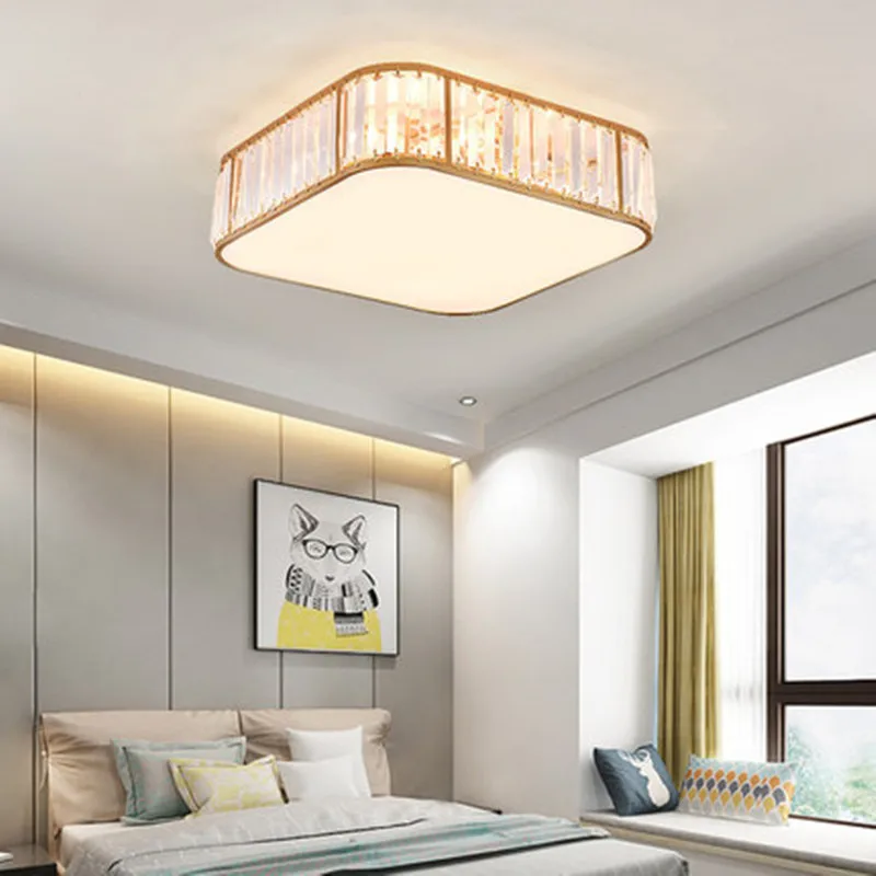 

IKVVT Postmodern Minimalist Bedroom Lamp Warm And Romantic Room Study Led Ceiling Lamp Round Light Luxury Crystal Balcony Lamp