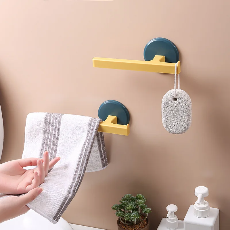 

Towel rack T-type free punching household wall-mounted towel rack bathroom nail-free towel bar toilet bath towel rack