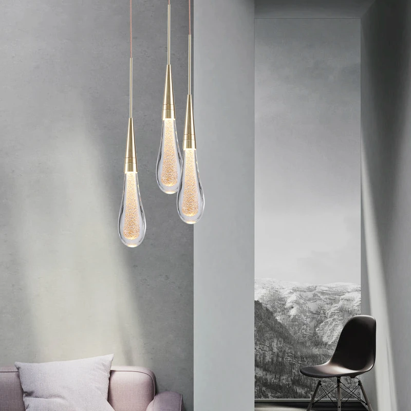 Современные хрустальные люстры светильник ing капли воды стекло подвесной s