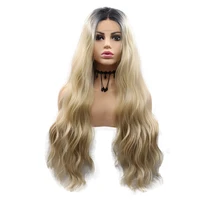 lolita blonde synthetic lace front wig cosplay curly ombre body wave brown frontal hair glueless highlight transparent lace wigs