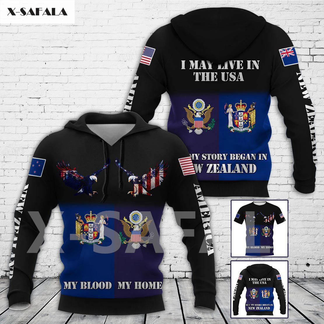 

New Zealand National Emblem Skull Country Map Flag 3D All Printed Hoodie Man Women Harajuku Zipper Pullover Sweatshirt Jacket