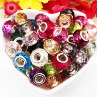 10pcs assorted color resin cut faceted murano charms large hole european spacer beads silver plated fit pandora bracelet jewelry