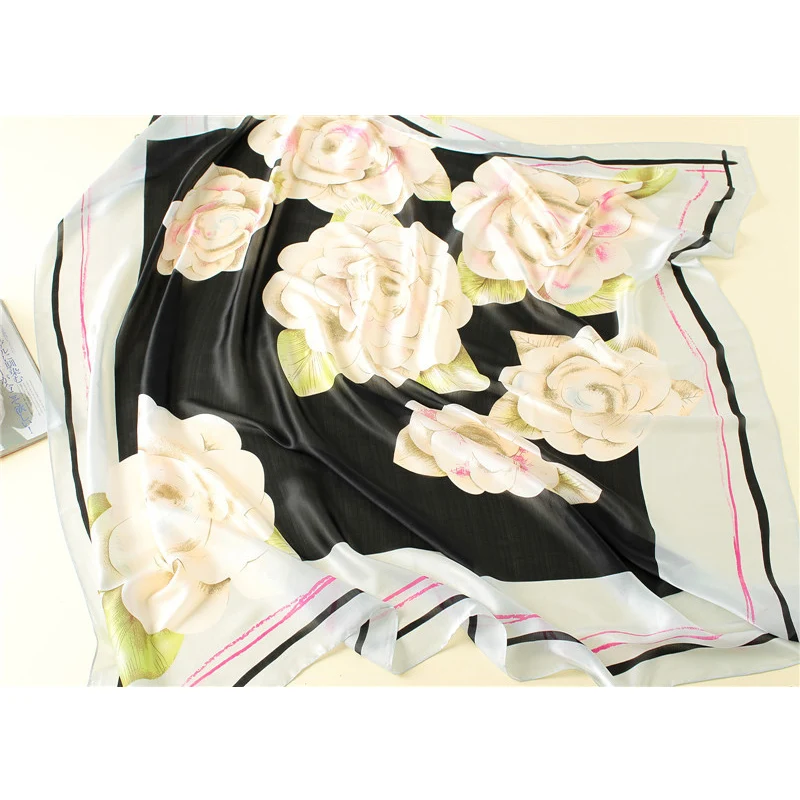 Visual Axles Plus Size Square Scarf Women Luxury Brand Foulard Pashmina Shawls Ladies Boho Rose Head Hijab New 2020 SFN275 |