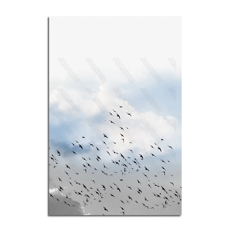 

European Group Birds Flying Sea Scene Sails Fabric Background Living Room Decoration Wallpaper Furniture Art Style Painting