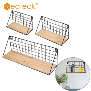 Металлическая настенная полка Neoteck, 3 шт., в стиле ретро, деревянная проволочная вешалка в промышленном стиле, Большая полка для хранения с винтовым крючком