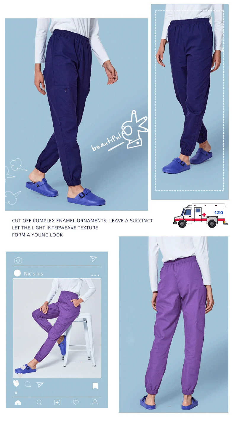 Медицинские Jogger Брюки санитара карго Брюки медсестры ломаются на полной упругой медсестер доктор рабочие штаны для женщин и мужчин