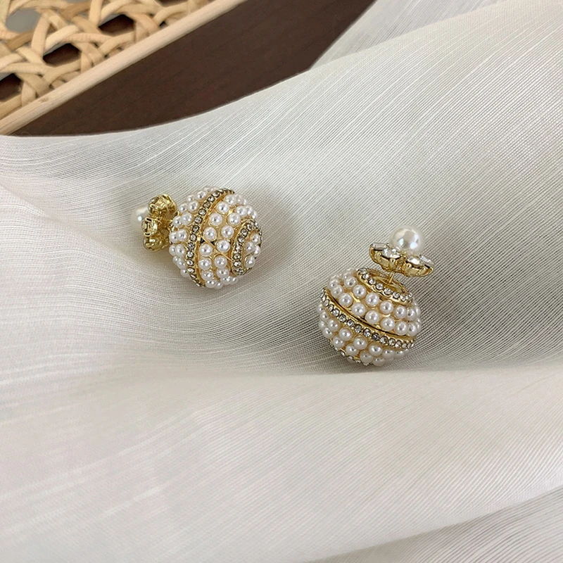 

South Korea Fashion Sweet Elegant High Quality Pearl Circle GIRL'S Ear Stud Gift Party Banquet WOMEN'S Jewelry Earrings