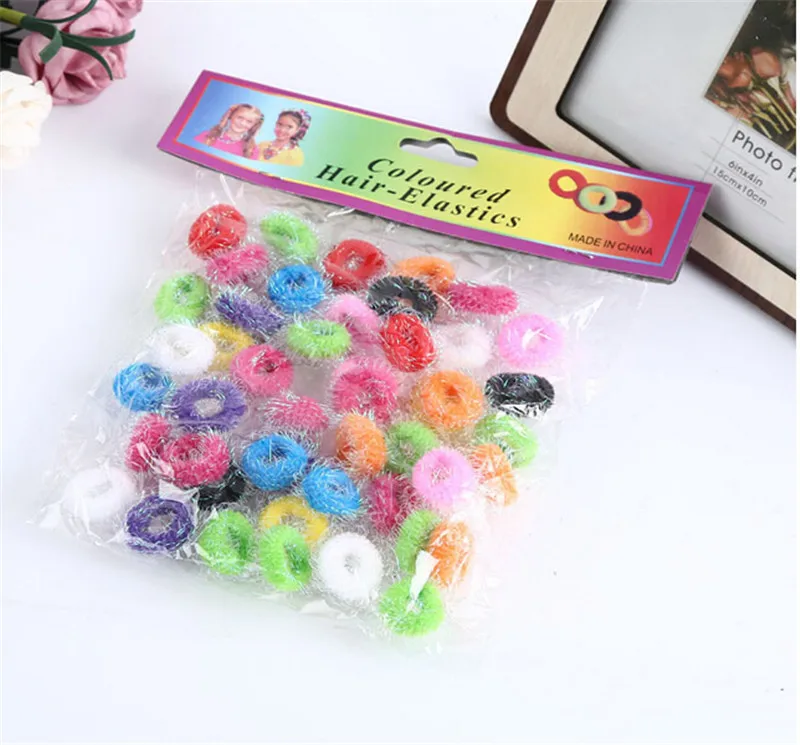 

45 pcs colorful small circle gold hair band headbands Gum For hair accessory for kids and girls elastic headbands