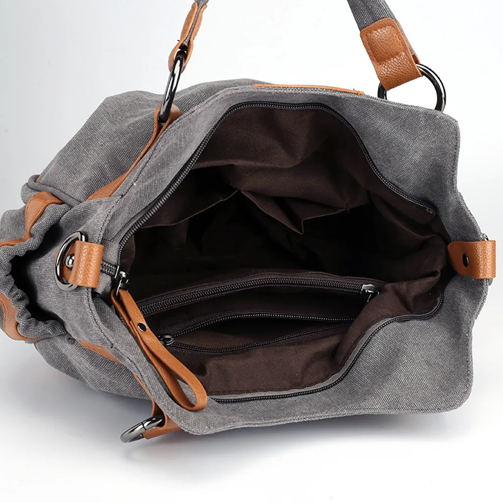 

2021 Fashion Womens Multi-function Large Capacity Canvas Shoulder Bag Travel Bag Leather Bags For Women Bolsa Feminina #s