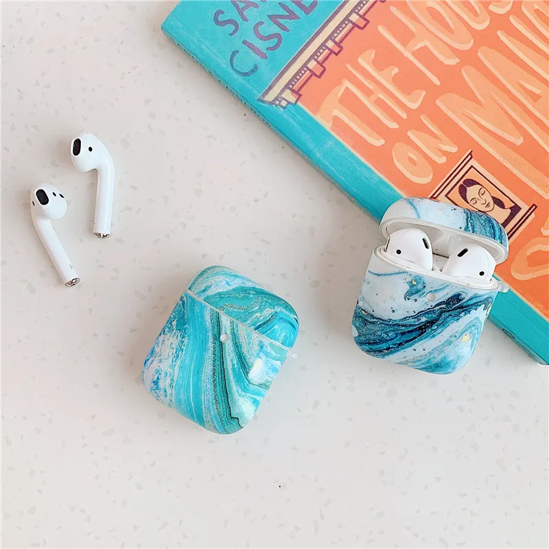 Роскошный чехол с мраморной текстурой океанских волн для Apple Airpods, силиконовый защитный чехол для наушников с Bluetooth для Airpods Pro/2/1