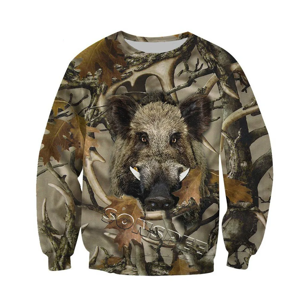 

Men's and women's crew neck shirts 3D camouflage wild boar print streetwear Harajuku style, hot sale, 2021 oversized top