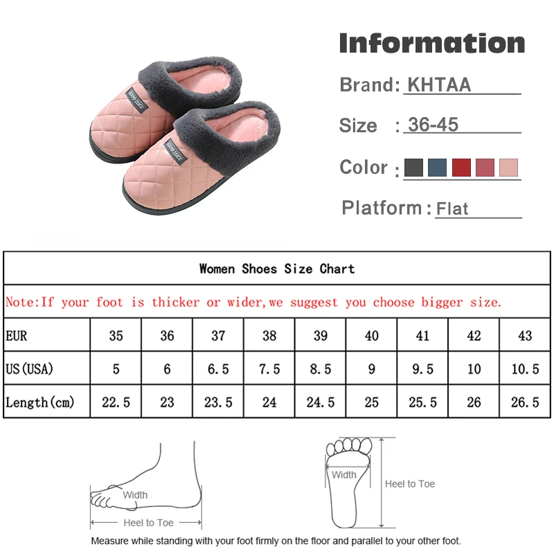 

Women's Winter Couple Indoor Slippers Woman Warm Plush Slippers Pu Leather Waterproof Ladies Indoor Home House Slippers Female