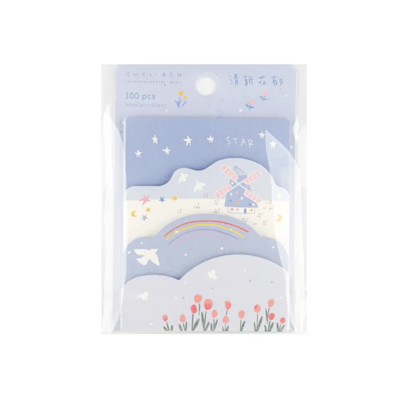 

100Pcs/set Floret stars cream Sticky Note Book Kawaii Paper Memo Pad Planner Sticker Post Cute Office Stationery