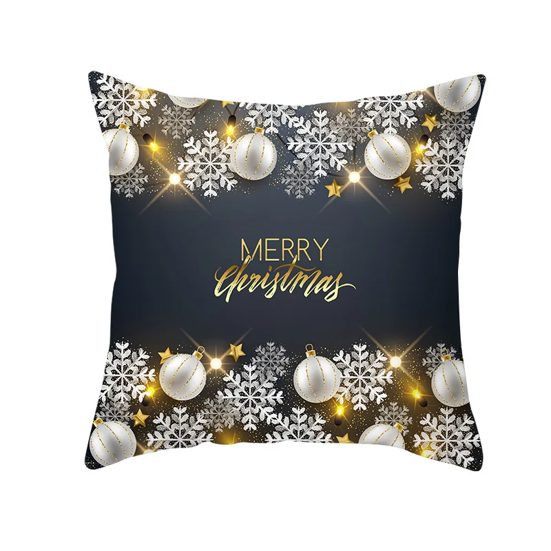 

1Pcs Golden Christmas Tree Deer Santa Claus Pattern 45*45cm Polyester Cushion Cover Decorative Sofa Home Decor Pillowcover 40992