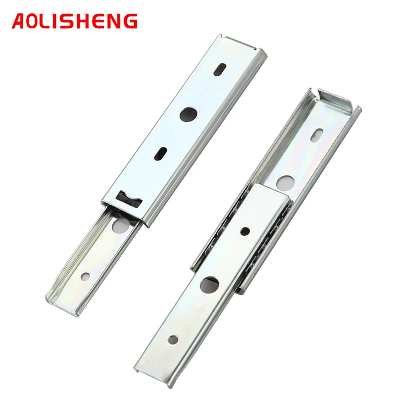 AOLISHENG Keyboard Drawer Two Sections Cold Rolled Steel Silver Color Ball Bearing Slide Rail Furniture Hardware | Обустройство дома